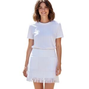 Lucky in Love White Fringe Tennis Skirt Skort Size Small (4–6)